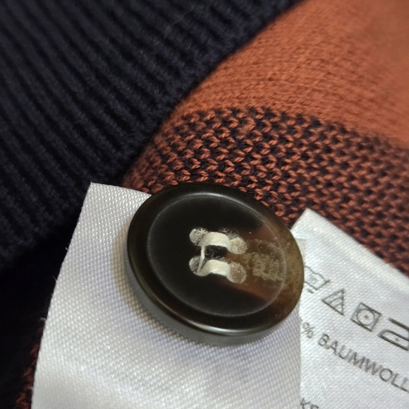 ASPEN Plaid V-Neck Cotton Cardigan Sweater -Burnt Orange and Navy. Size Small - Picture 8 of 10